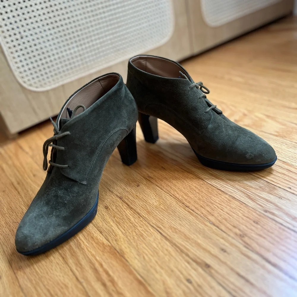 Fratelli Rossetti Green Suede Heeled Boots - Picture 2 of 3